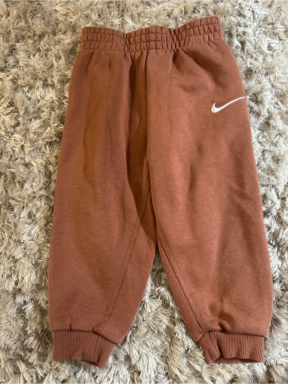 Nike Kids Rust Jogger Sweatpants with White Swoosh